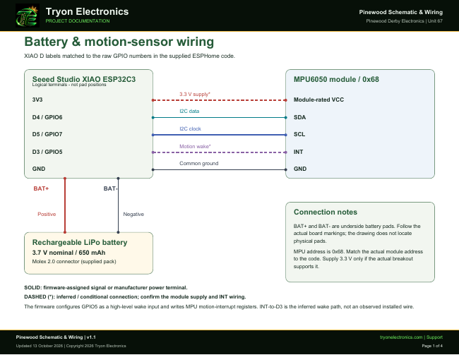 Preview of the Pinewood battery and MPU6050 wiring diagram